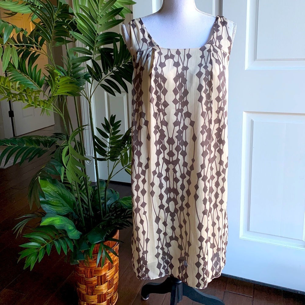 Collective Clothing cream and brown tunic dress